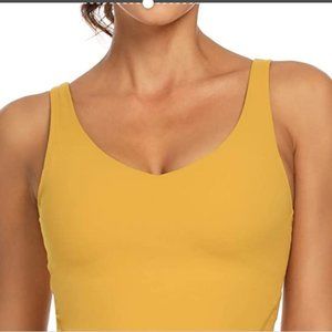 NEW! Lemedy Women Sports Bra Longline Crop Tank Top Padded Workout Bra MEDIUM